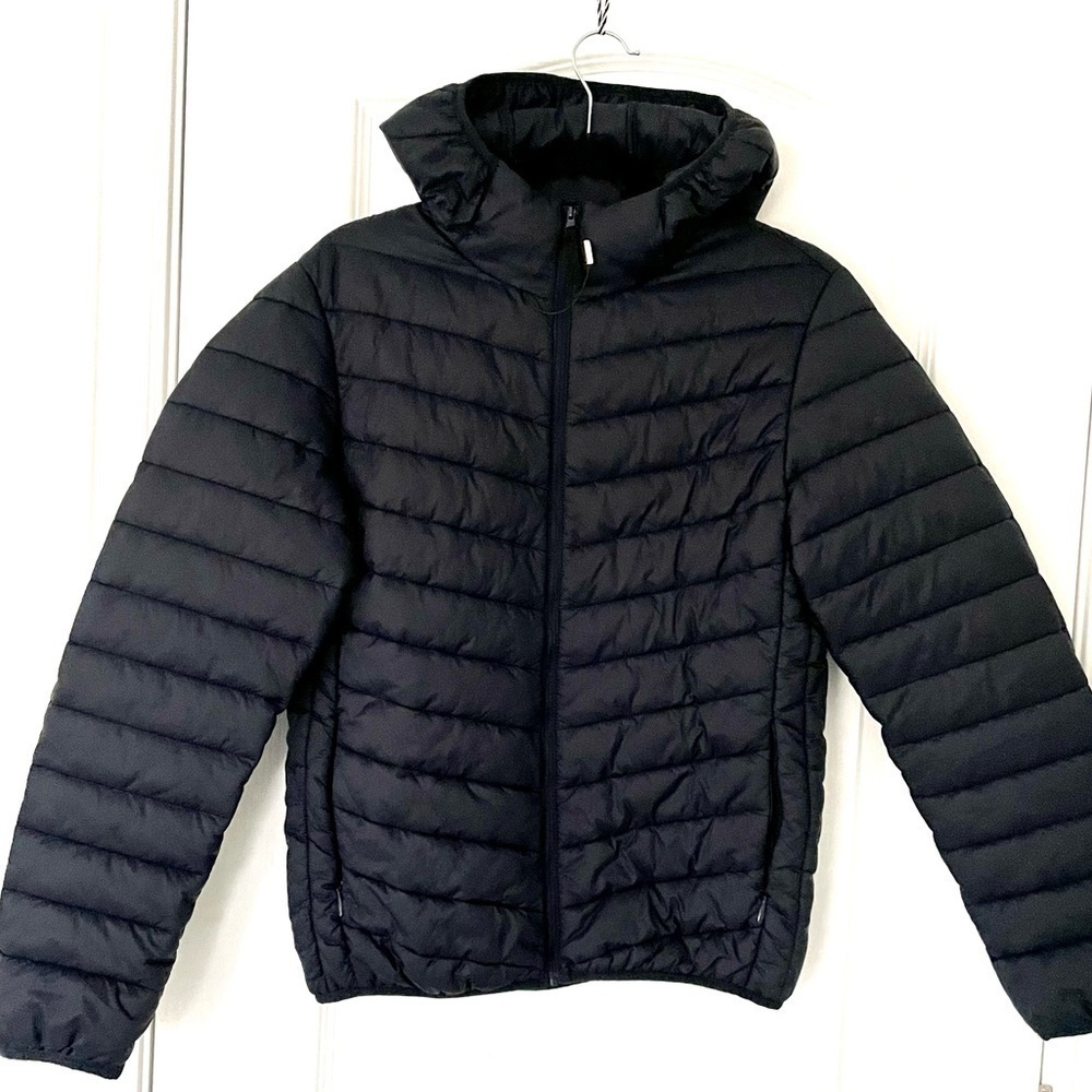 J.style puff light jacket with hood navy size M